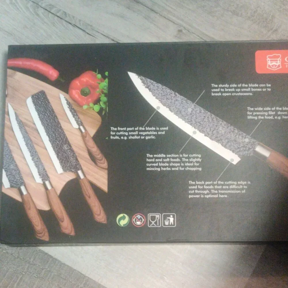 CUTLERY Home of Chefshen ER-0588 5-Piece Knife Set Wood Handle Stainless Steel